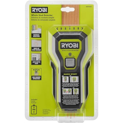  RYOBI Stud Finder with Multiple LED's to Indicate The Full Width of The Stud. One-Handed Operation, ESF5002