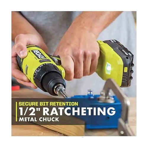  RYOBI ONE+ 18V Cordless 1/2 in. Drill/Driver (Tool Only) PCL206B Black Green