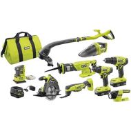 Ryobi P1869 18V ONE+ Lithium-Ion Cordless 9-Tool Combo Kit with (2) Batteries, Charger, and Bag