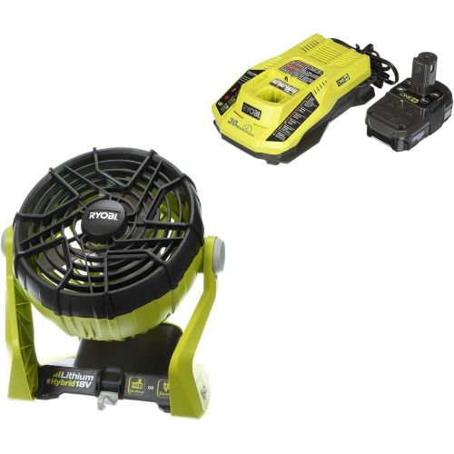  Ryobi 18-Volt ONE+ Hybrid Portable Fan with Lithium-Ion Battery and Charger