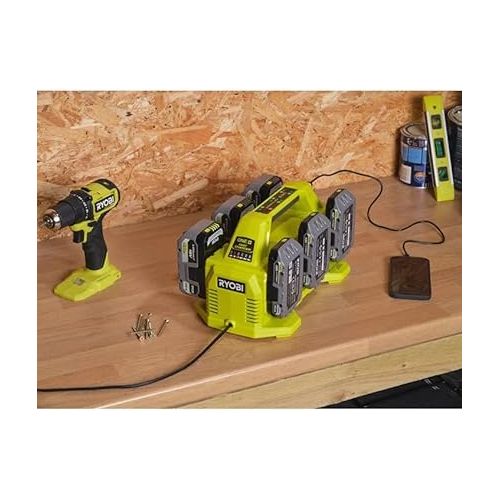  RYOBI P135 18V One+ 6 Port Lithium Ion Battery Supercharger (18V Batteries Not Included/Charger Only)