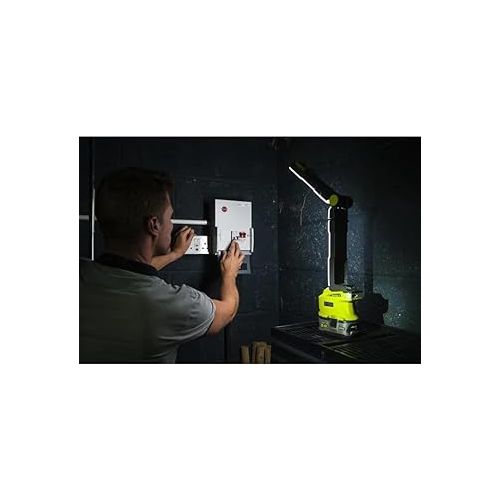  Ryobi P727 One+ 18 Volt 950 Lumen 270 Degree Rotating LED Work Light with Integrated Mounting Hooks (Battery Not Included, Light Only)