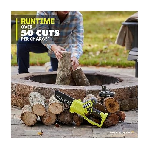  Ryobi ONE+ 18V 6 in. Battery Compact Pruning Mini Chainsaw (TOOL ONLY- battery and charger NOT INCLUDED), PCLCW01B