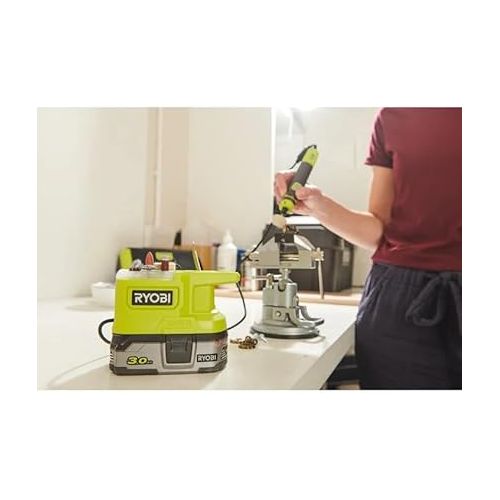  RYOBI - 18V mini multi-tool - 4400-23,000 rpm - tool-free accessory change - Comes with 15 accessories - RRT18-0, Grey Green and White