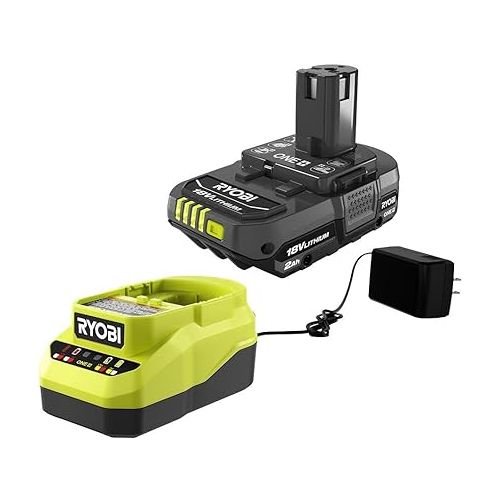  Ryobi One+ 18v Lithium Ion 2.0ah Battery and Charger Kit, Extreme Weather Performance Fast Charging Under 1 hour