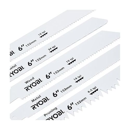  Ryobi RAK06RB Reciprocating Saw Blade Set, 6 Piece,White