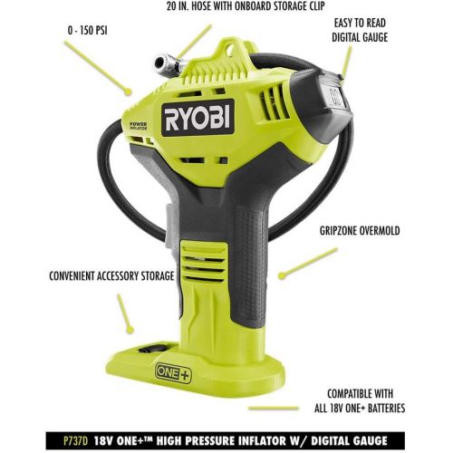  [아마존베스트]Ryobi P737D 18-Volt ONE+ Cordless High Pressure Inflator with Digital Gauge & 18-Volt ONE+ Lithium-Ion 1.5 Ah LITHIUM+ Compact Battery (Bulk Packaged)