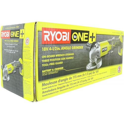  [아마존베스트]Ryobi P421 6500 RPM 4 1/2 Inch 18-Volt One+ Lithium Ion-Powered Angle Grinder (Battery Not Included, Power Tool Only)