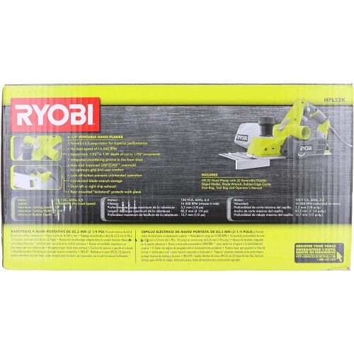  [아마존베스트]Ryobi HPL52K 6 Amp 16,500 RPM 3 1/4 Corded Hand Planer w/ Kickstand and Dual Dust Ports