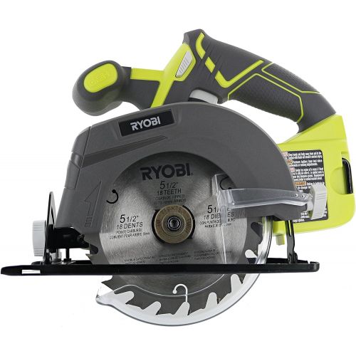  [아마존베스트]Ryobi One P505 18V Lithium Ion Cordless 5 1/2 4,700 RPM Circular Saw (Battery Not Included, Power Tool Only), Green