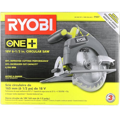  [아마존베스트]Ryobi P507 One+ 18V Lithium Ion Cordless 6 1/2 Inch 4,700 RPM Circular Saw w/ Blade (Battery Not Included, Power Tool Only)