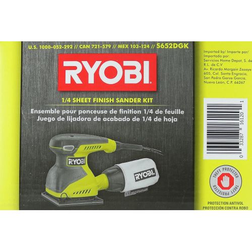  Ryobi S652DGK Corded 2 Amp 1/4 Inch 14,000 OBM Squared Orbital Finishing Sheet Sander