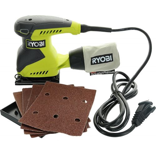  Ryobi S652DGK Corded 2 Amp 1/4 Inch 14,000 OBM Squared Orbital Finishing Sheet Sander