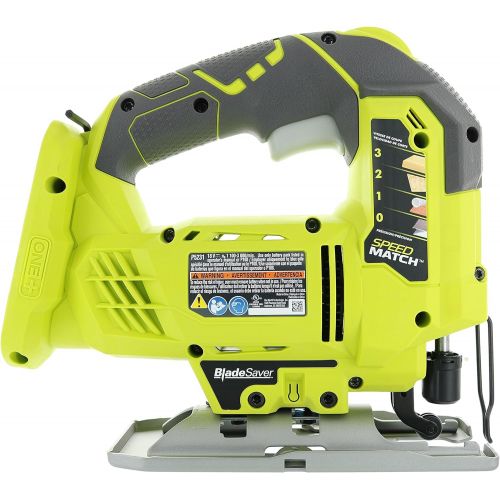  RYOBI One+ P5231 18V Lithium Ion Cordless Orbital T-Shaped 3,000 SPM Jigsaw (Battery Not Included, Power Tool and T-Shaped Wood Cutting Blade Only)