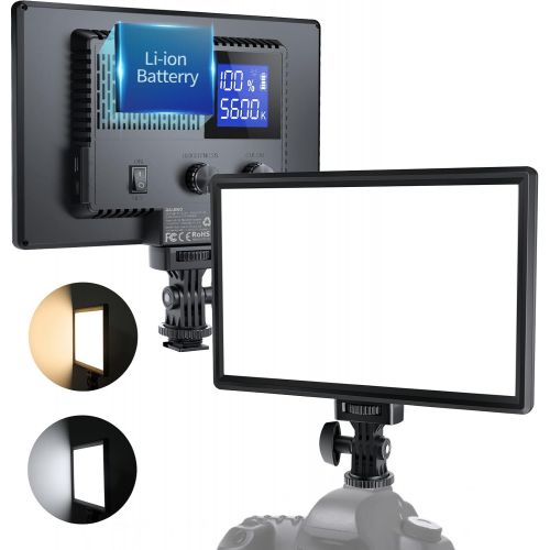  [아마존베스트]RALENO LED Video Light, Built-in Rechargeable Battery 3200K-5600K Bi-Color Brightness CRI95+ with LCD Display, Dual Power Design USB Camera Light for Baby Photography, YouTube Vide