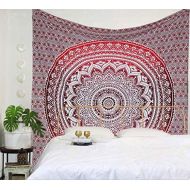 Marke: raajsee raajsee Indian Tapestry Mandala Ombre Tapestry Hippie Psychedelic Wall Hanging, Elephant Boho Indian Cotton Wall Cloth Oriental (Red)