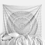 Marke: raajsee raajsee Indisch Psychedelic Wandteppich Mandala Silber Grau/Indien Mehrfarbige Twin Wandbehang Elefant Boho Baumwolle Hippie Wandtuch/Meditation Yoga Mats (Graues Silber Ombre, 140