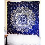 Brand: raajsee Indian Psychedelic Mandala Tapestry by raajsee - Metallic Gold White, Elephant Boho Wall Cloth, Hippie, Golden Boho Indian White Wall Hanging Cloth, Large Indian Cotton Bohemian Wa