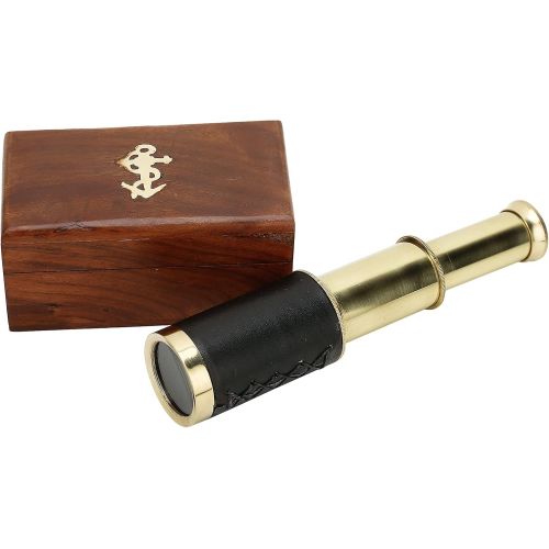  [아마존베스트]raajsee Mini Pirate Spyglass Telescope Brass Colapsable Hand Telescope with Wooden Box Small Vintage Telescope Pirate Decore Brass Decorative Telescope 6