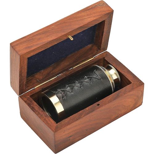  [아마존베스트]raajsee Mini Pirate Spyglass Telescope Brass Colapsable Hand Telescope with Wooden Box Small Vintage Telescope Pirate Decore Brass Decorative Telescope 6