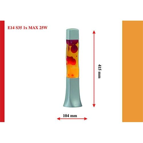  Besuchen Sie den Rabalux-Store RABALUX 4109 Marshal Lavaleuchten, Glas, 25 W, E14, rot / gelb / silber, 10.4 x 10.4 x 41.5 cm