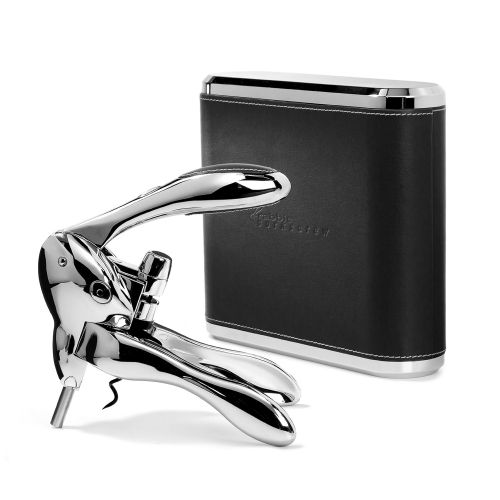  Rabbit V.I.P. Polished Sterling Corkscrew in Leather Case (Black)