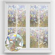 [아마존베스트]Rabbitgoo 3D No Glue Static Decorative Privacy Window Films for Glass Non-Adhesive Heat Control Anti UV 17.5 x 78.7 inches (44.5 x 200cm)