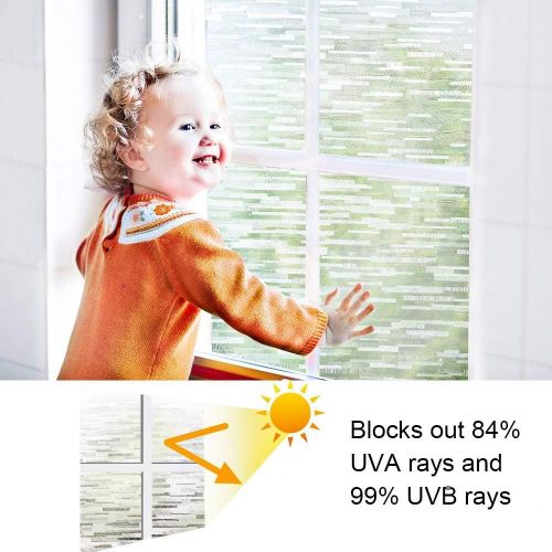  [아마존베스트]Rabbitgoo Privacy Window Film Frosted Matte Window Sticker Static Cling Door Film No Glue Glass Film Window Sticker Anti-UV Glass Film for Home Office Living Room Meeting Room(17.5