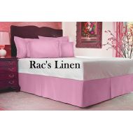 Rac's Linen Racs Linen Olympic Queen Size 600TC Egyptian Cotton Light Pink Solid 3-PCs Bed Skirt Set with Drop Length 15 inches - Tailored Finish Super Comfy Fabric( 1 Bedskirt, 2 Pillow shams
