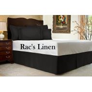 Rac's Linen One Piece Bed-Skirt By Racs Brand { Spectacular Quality } 800-Thread-Count Egyptian Cotton Queen Size Split Corner Bed Skirt 18 Inches Drop { Black Color : Solid Look }