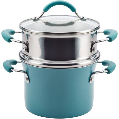  Rachael Ray Cucina Hard Porcelain Enamel Nonstick 3-Qt Covered Multi-Pot Set with Steamer