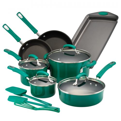  Rachael Ray Hard Porcelain Enamel Nonstick 14-Piece Cookware Set