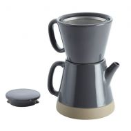 Rachael Ray Ceramic Pour-Over Coffee Set, 5-Cup, Dark Sea Salt Gray