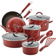 Rachael Ray Cucina Nonstick Cookware Pots and Pans Set, 12 Piece, Cranberry Red