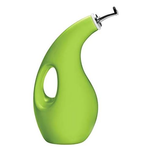  Rachael Ray Solid Glaze Ceramics EVOO Olive Oil Bottle Dispenser with Spout - 24 Ounce, Green
