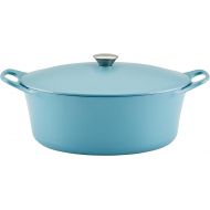 Rachael Ray NITRO Cast Iron Dutch Oven, 6.5 Quart, Agave Blue