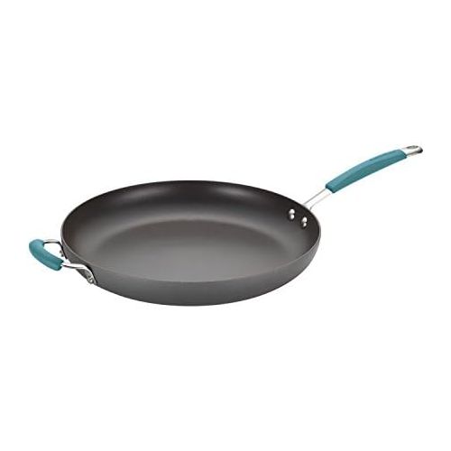  [아마존베스트]Rachael Ray 87642 Cucina Nonstick Fry Pan/Hard Anodized Skillet with Helper Handle, 14-Inch, Agave Blue