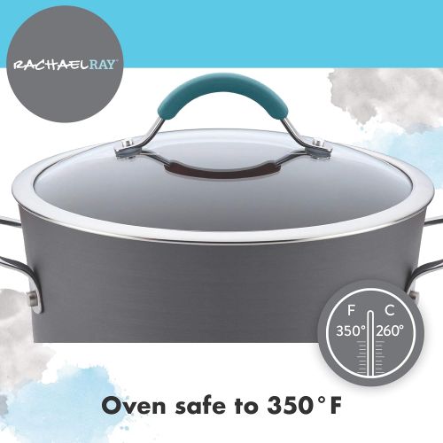  [아마존베스트]Rachael Ray 87642 Cucina Nonstick Fry Pan/Hard Anodized Skillet with Helper Handle, 14-Inch, Agave Blue