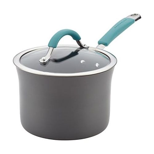  [아마존베스트]Rachael Ray 87658 Cucina Hard Anodized Nonstick Sauce Pan/Saucepan with Lid, 3 Quart, Blue