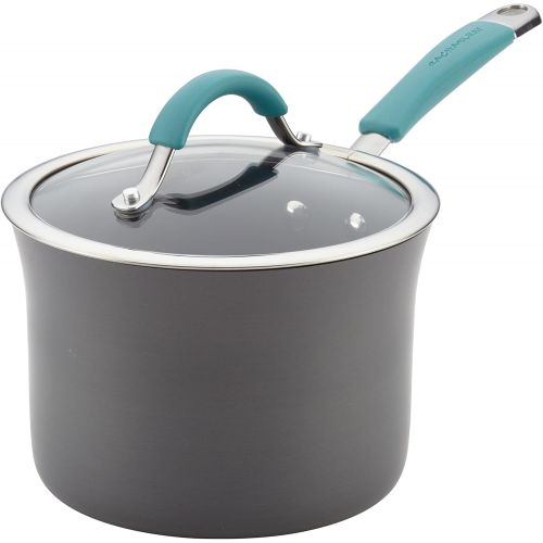  [아마존베스트]Rachael Ray 87658 Cucina Hard Anodized Nonstick Sauce Pan/Saucepan with Lid, 3 Quart, Blue