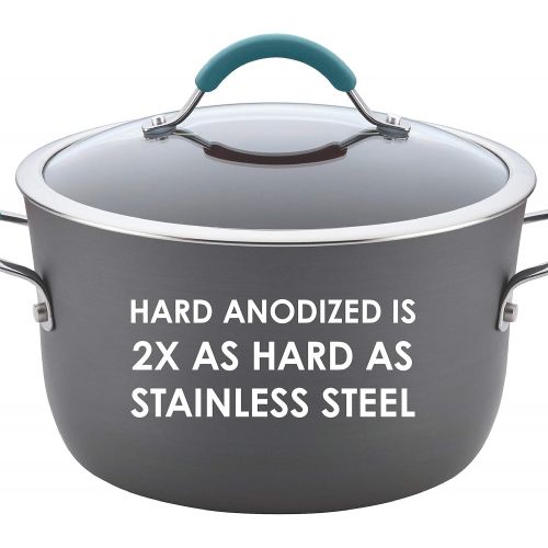  [아마존베스트]Rachael Ray 87658 Cucina Hard Anodized Nonstick Sauce Pan/Saucepan with Lid, 3 Quart, Blue