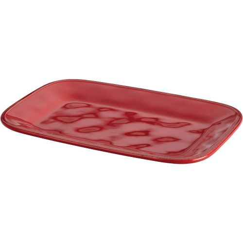  Rachael Ray Cucina Dinnerware 8-Inch x 12-Inch Stoneware Rectangular Platter, Cranberry Red -