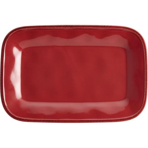  Rachael Ray Cucina Dinnerware 8-Inch x 12-Inch Stoneware Rectangular Platter, Cranberry Red -