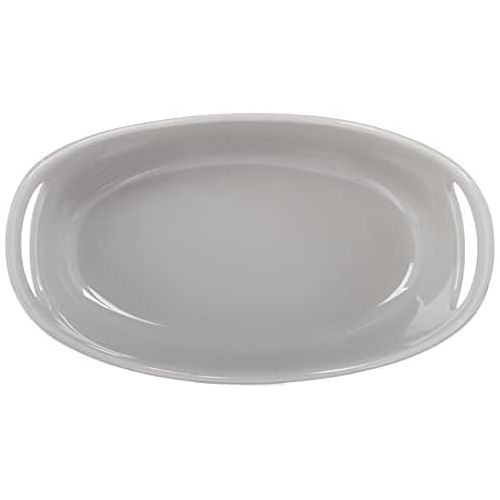  Rachael Ray Ceramics Bubble and Brown Oval Baker Set, 2-Piece, Light Sea Salt Gray -