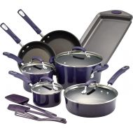 Rachael Ray Brights Nonstick Cookware Pots and Pans Set, 14 Piece, Purple Gradient