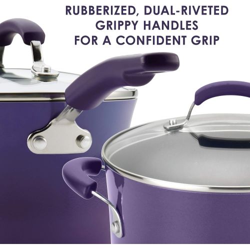  Rachael Ray Brights Nonstick Cookware Pots and Pans Set, 14 Piece, Purple Gradient