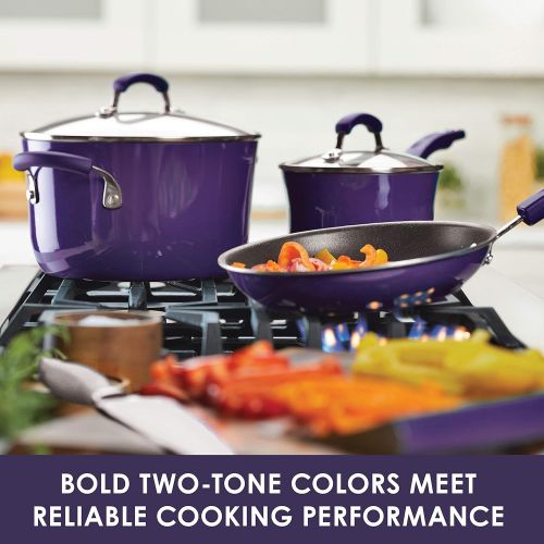  Rachael Ray Brights Nonstick Cookware Pots and Pans Set, 14 Piece, Purple Gradient