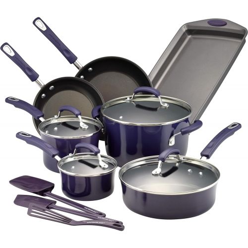  Rachael Ray Brights Nonstick Cookware Pots and Pans Set, 14 Piece, Purple Gradient