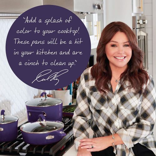  Rachael Ray Brights Nonstick Cookware Pots and Pans Set, 14 Piece, Purple Gradient