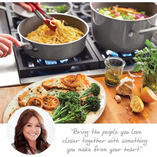  Rachael Ray - 16802 Rachael Ray Cucina Nonstick Cookware Pots and Pans Set, 12 Piece, Sea Salt Gray